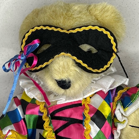 Vintage Fluffy Vanderbear 1991 Bal Masque Colombine Bear nwt - Picture 2 of 8